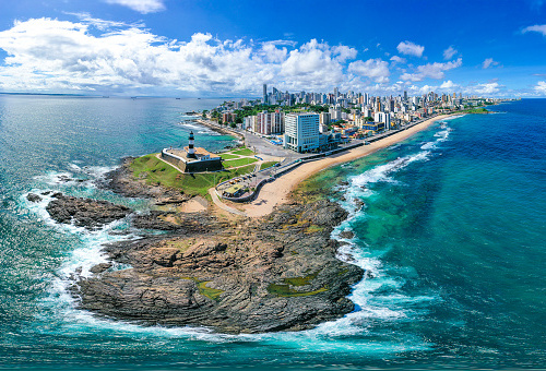 Aerial View of City by the ocean