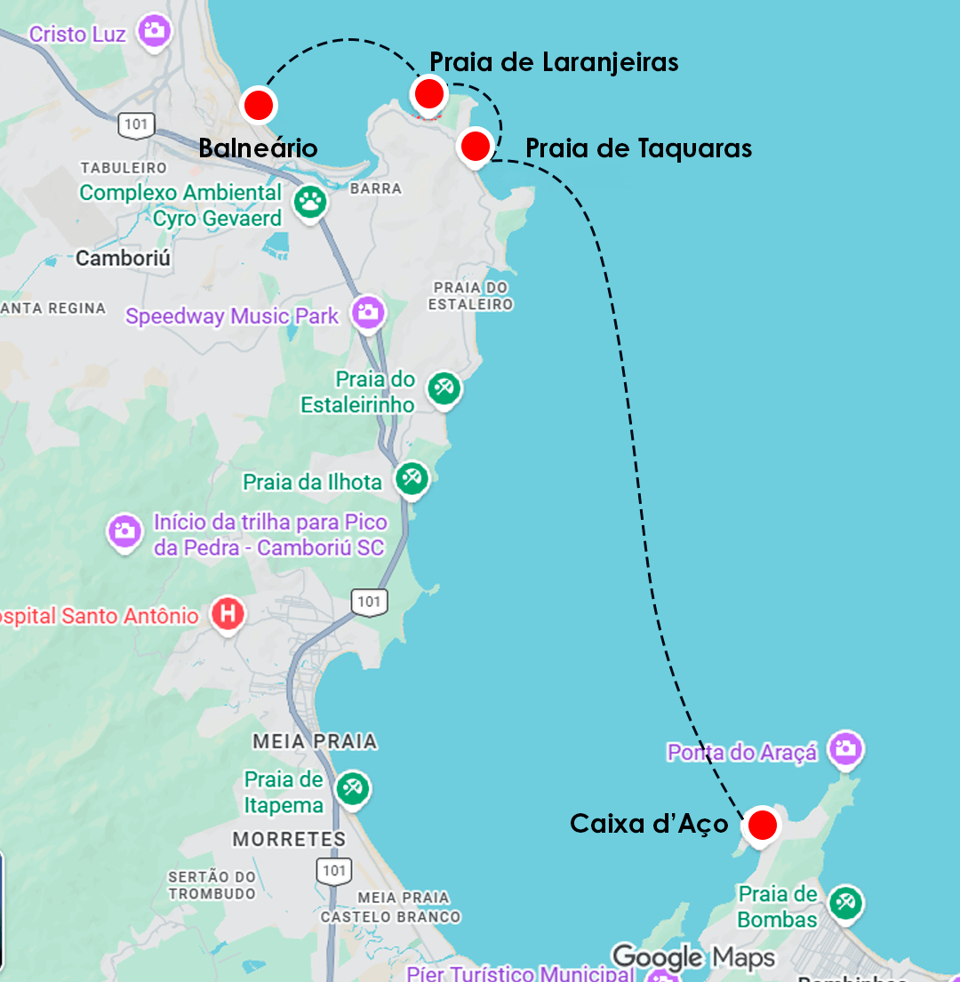 Mapa BC até Caixa D'Aço