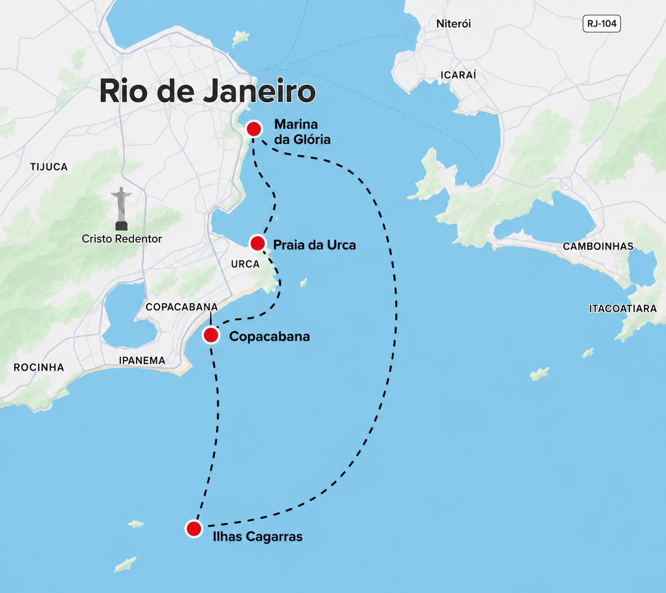 Mapa Urca Copacabana e Ilhas Cagarras