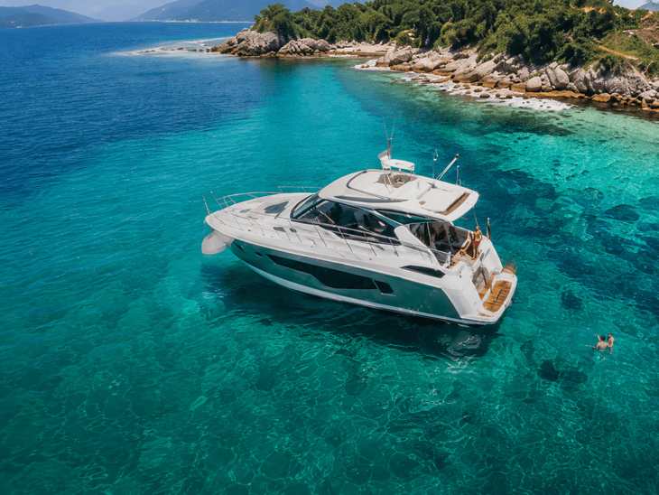 Luxury yacht cruising in Angra dos Reis, Brazil