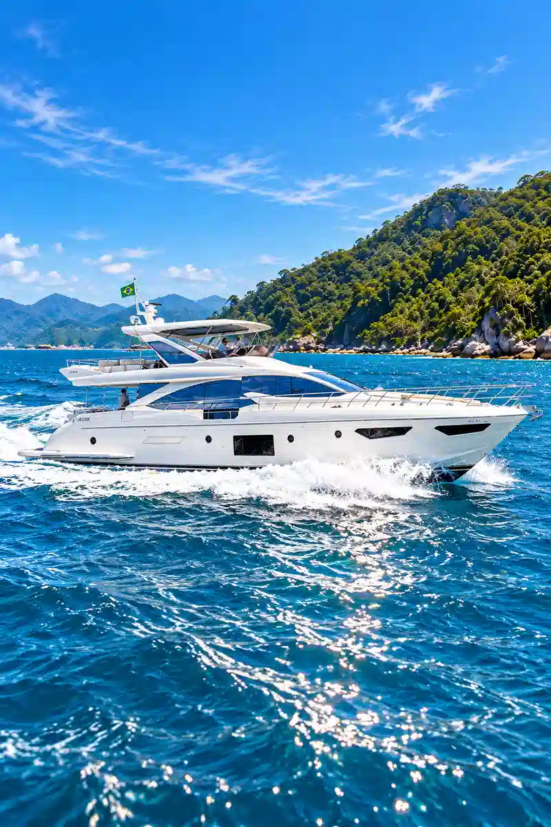 Superyacht cruising along the Brazilian coast